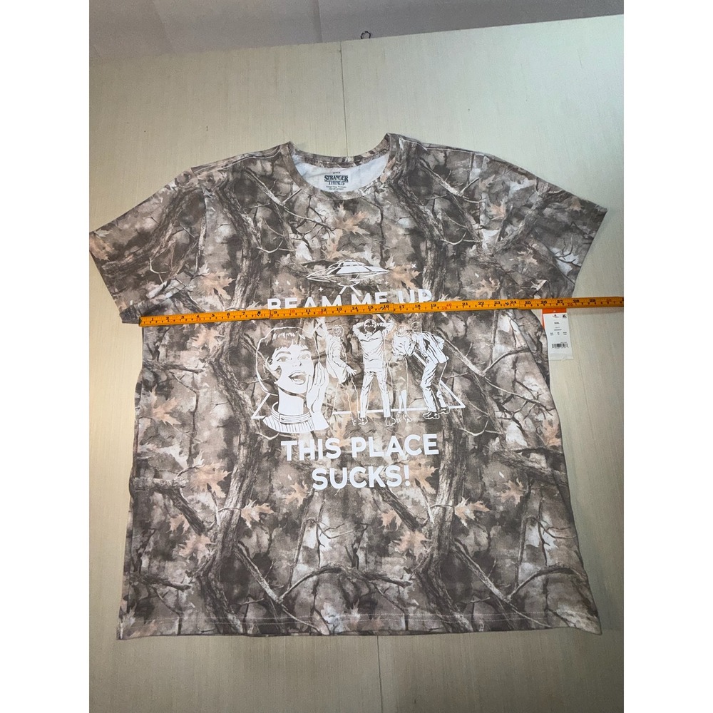 Stranger Things Mens Camo Beam Me Up This Place Sucks Graphic T-Shirt XXL - Picture 6 of 9